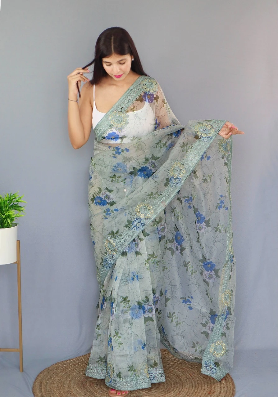 Shree Trends Man-Mohini Embroidery Wholesale Fancy Saree Catalog — Wholesale Sarees, Shree Fabs wholesale from Surat — Photo 5